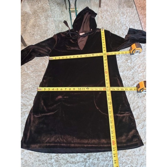 Ingear Resort Black Velvet Polyester V-Neck Long Sleeve Knee Length Dress S/M - Picture 8 of 15